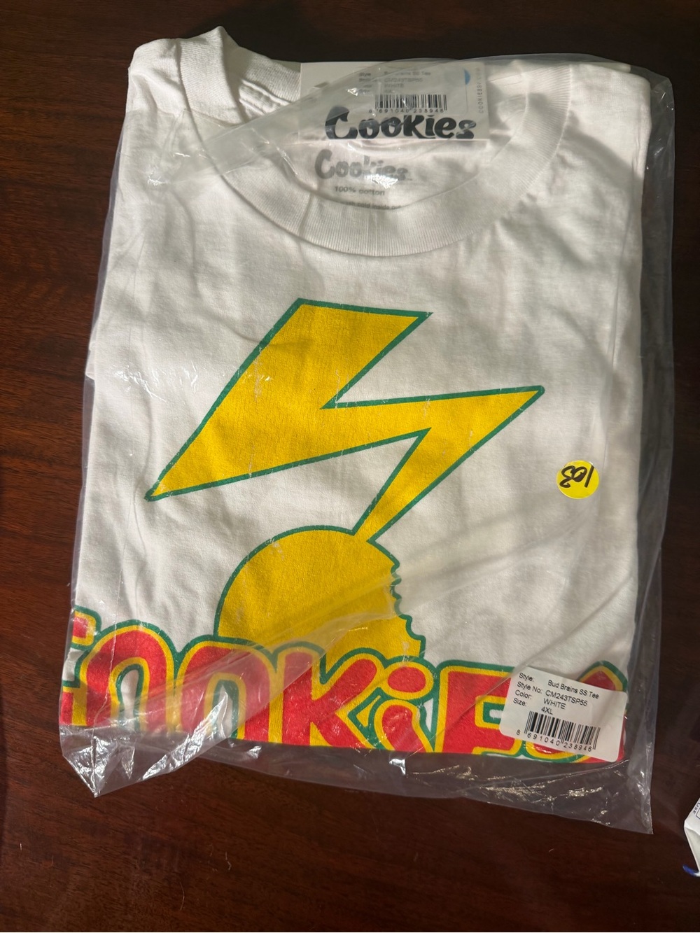 Cookies White Short-Sleeve Graphic Tee with Yellow Lightning